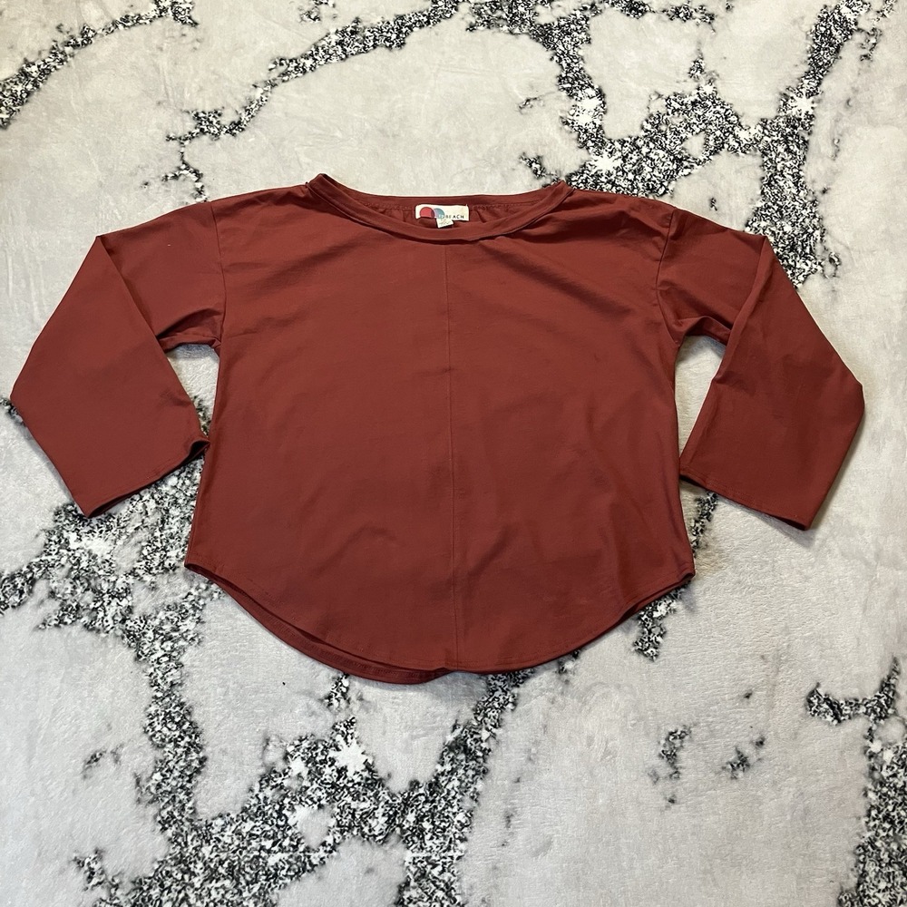Free People Beach Shirt Womens Size Large Burgundy Cotton‎ Relaxed Tunic Top